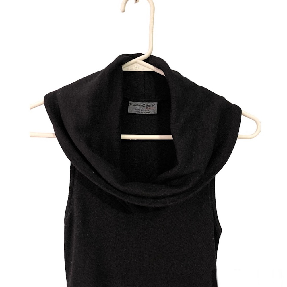 Michael Stars Cowl Neck Black Sleeveless Knit Dress - Picture 3 of 7